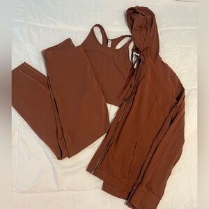 Lululemon 3piece set jacket tank yogas cinnamon sz 8